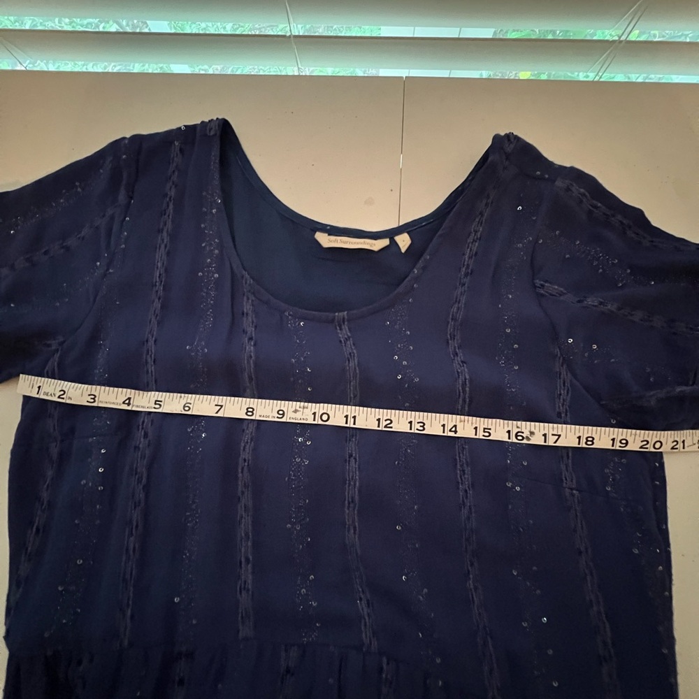 Soft Surroundings Navy Textured Dress. L - Picture 8 of 9
